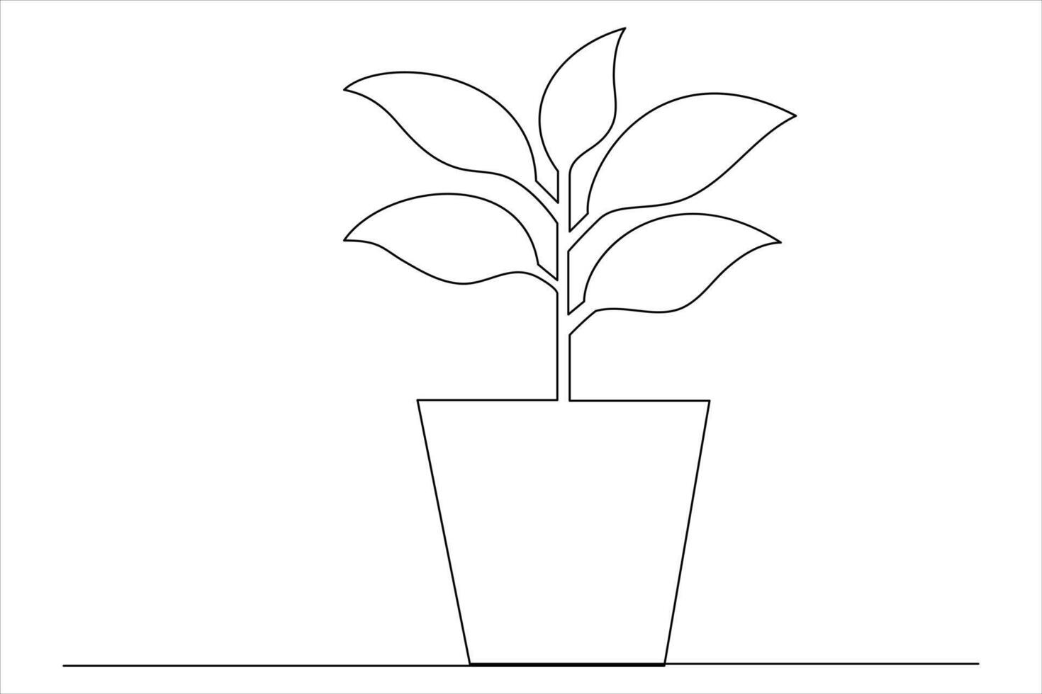 Continuous one line drawing of plant growth processing from seed outline art illustration vector