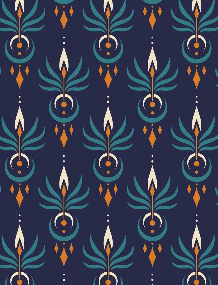 Geometrical Retro Floral seamless pattern vector