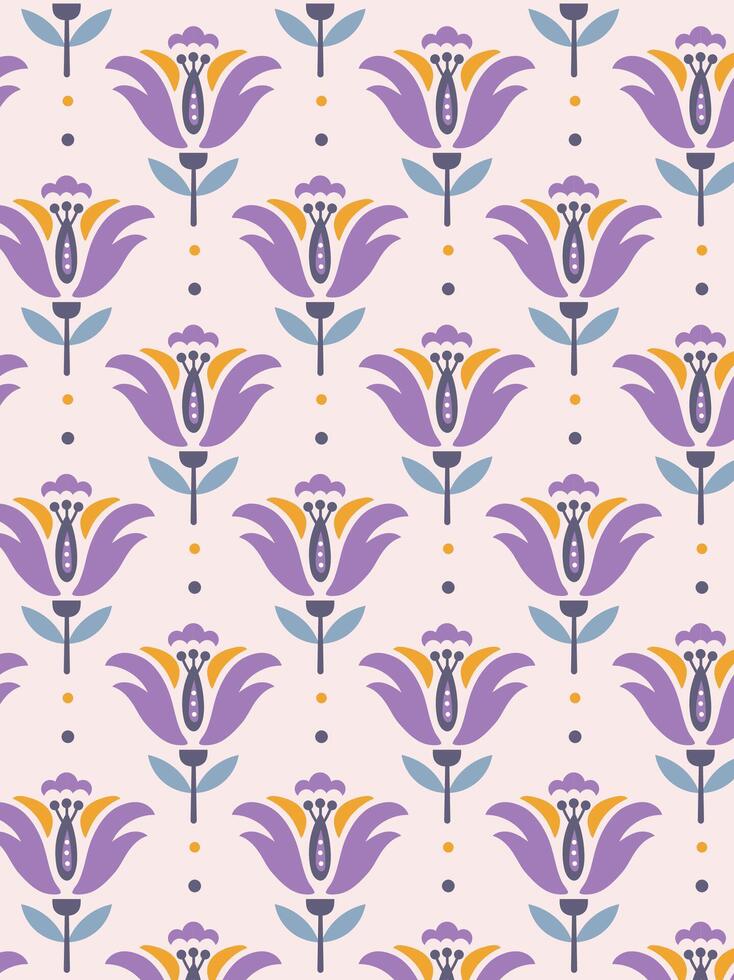 Geometrical Retro Floral seamless pattern vector