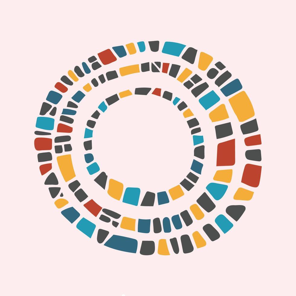 Colorful hand drawn abstract circle Mosaic pebble stone vector