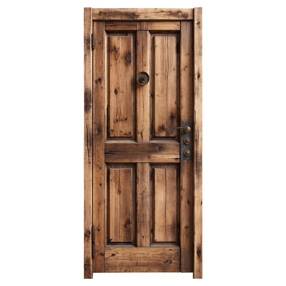 Distressed Wooden Close Door Isolated on a Transparent Background - Enhance Your Product Banner, Post, or Cover with a Rustic Look png