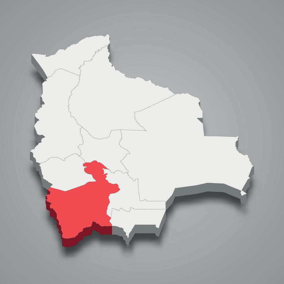 Potosi department location within Bolivia 3d map vector