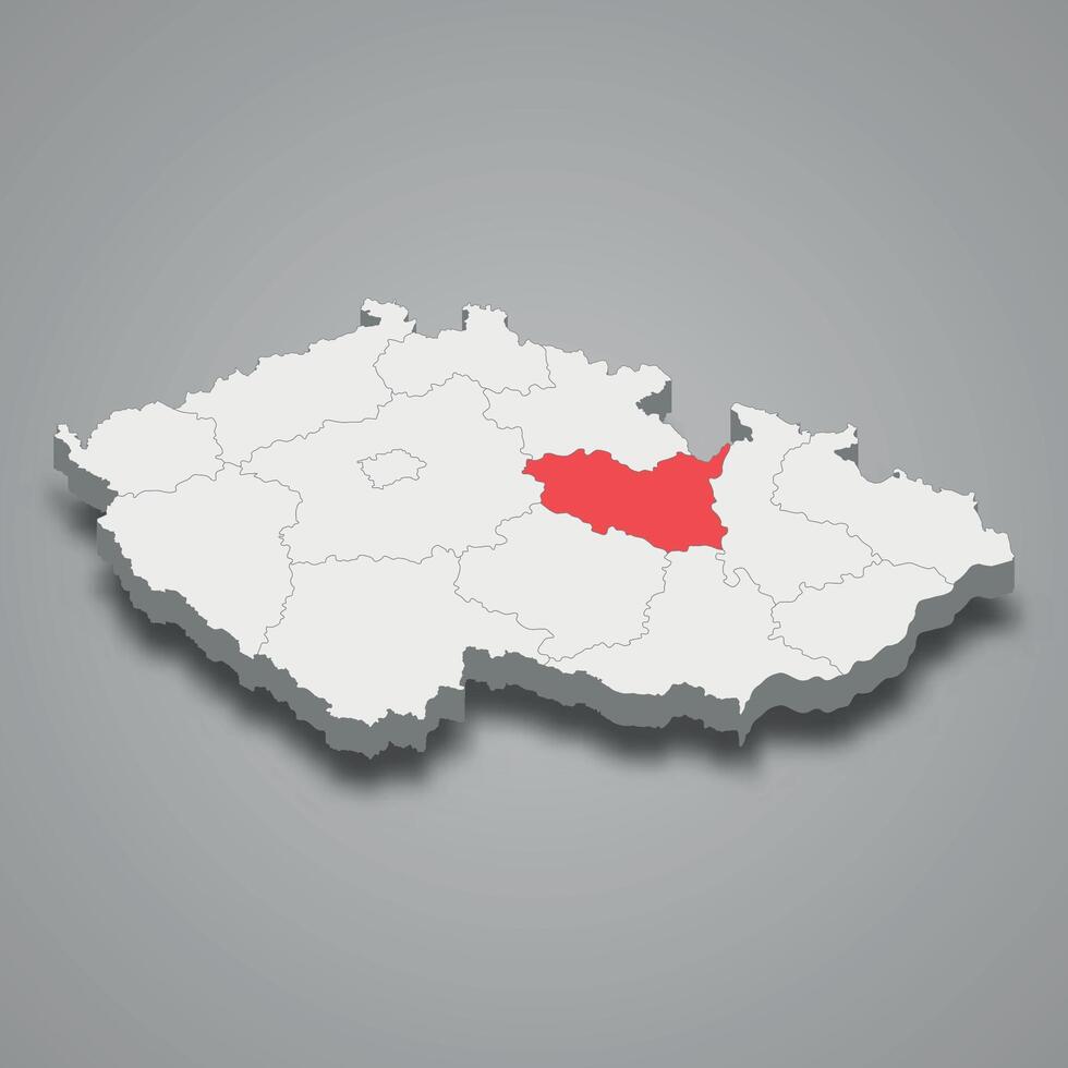 Pardubice region location within Czech Republic 3d map vector