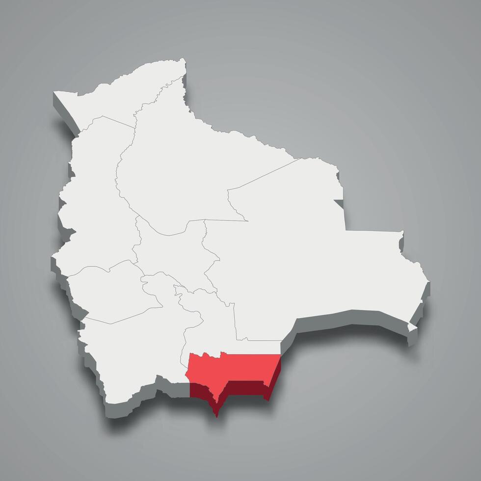 Tarija department location within Bolivia 3d map vector