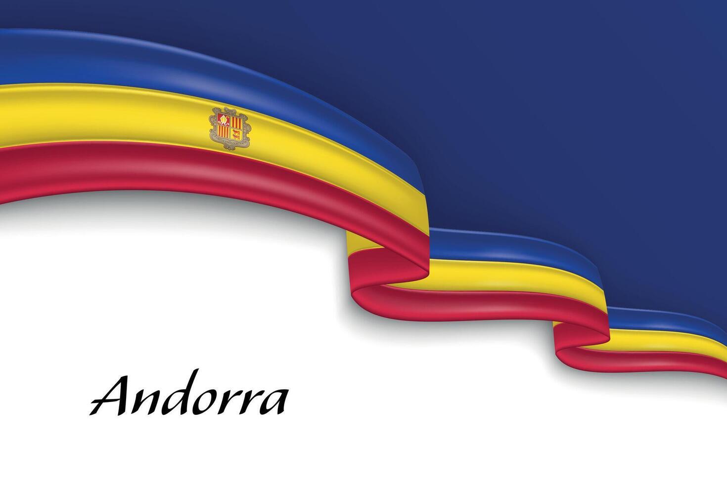 Waving ribbon with flag of Andorra vector