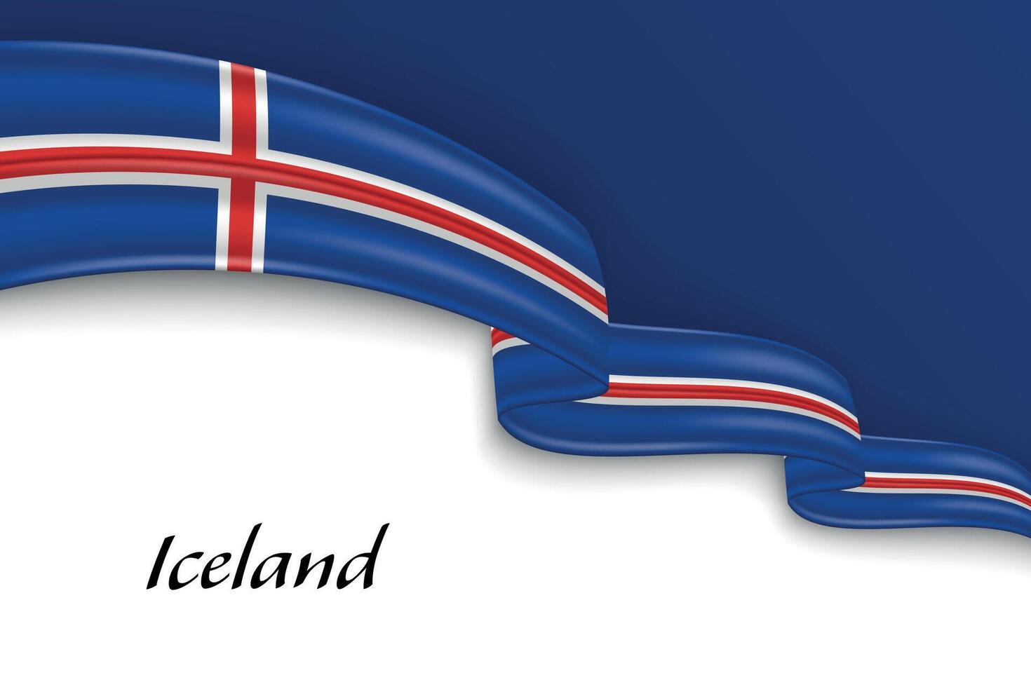 Waving ribbon with flag of Iceland vector