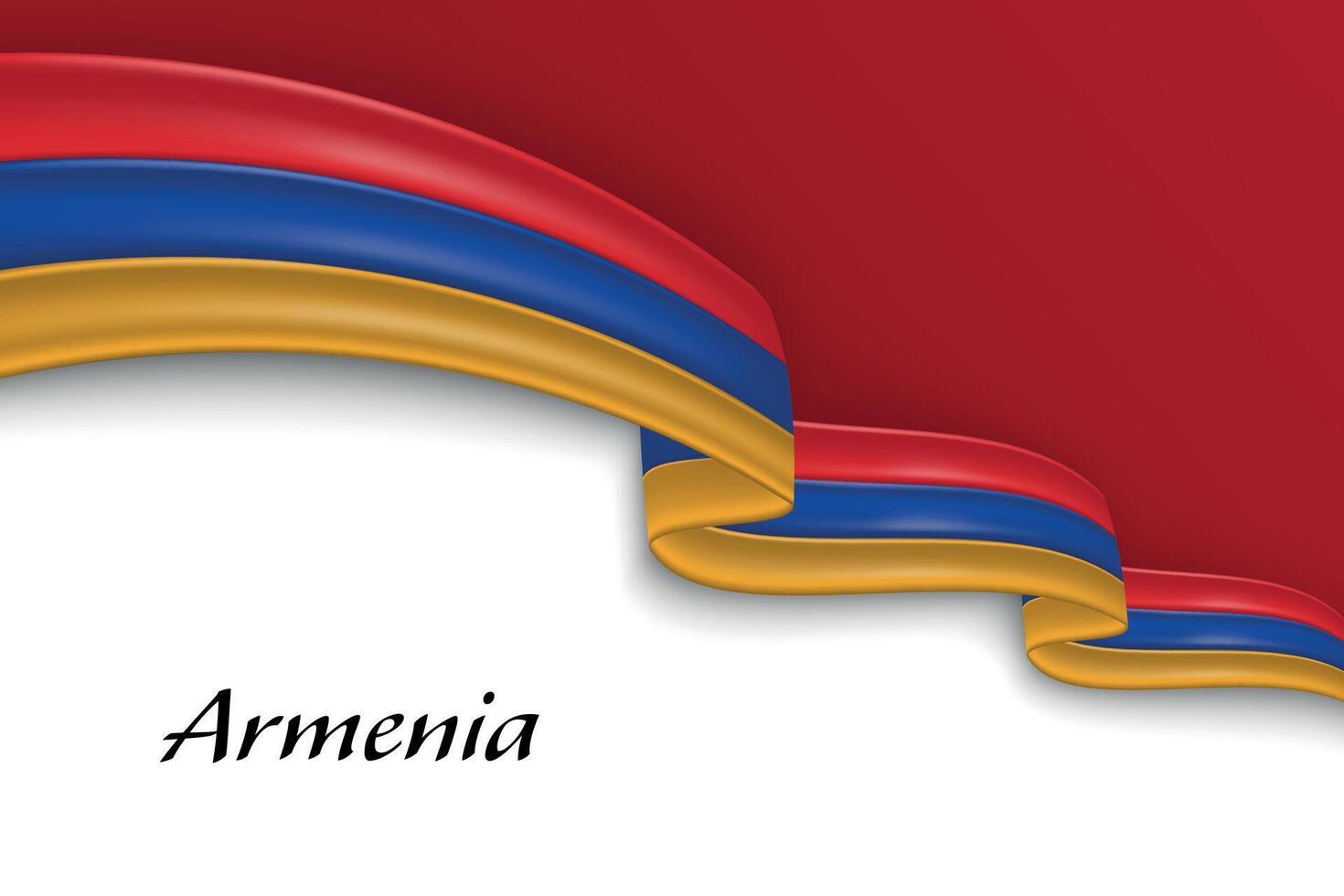 Waving ribbon with flag of Armenia vector