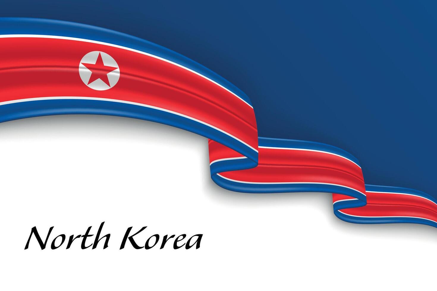 Waving ribbon with flag of North Korea vector