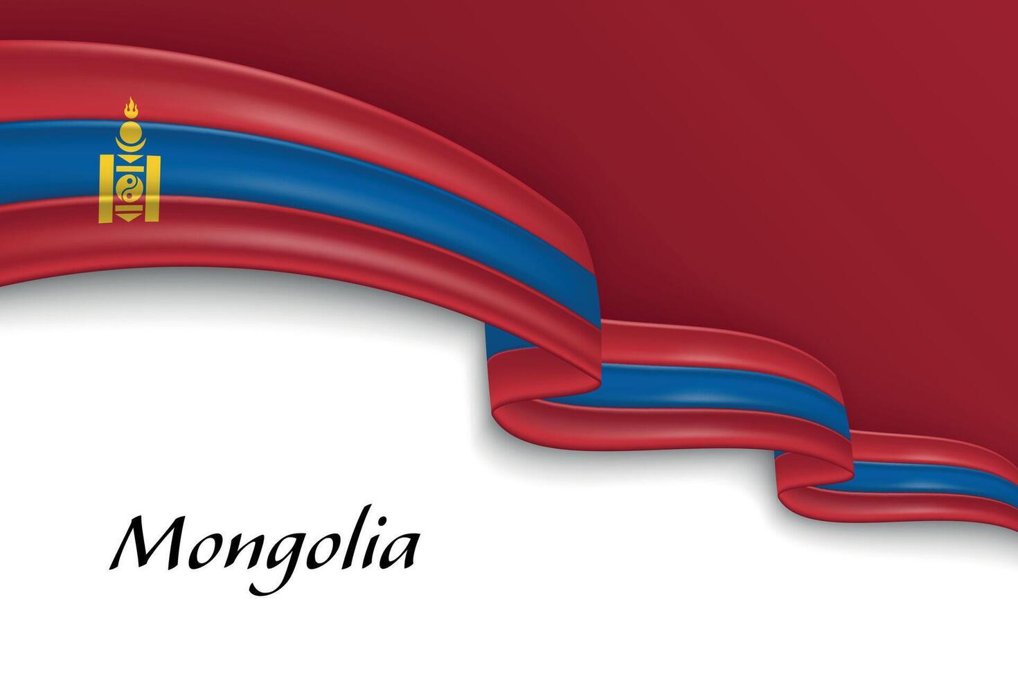 Waving ribbon with flag of Mongolia vector