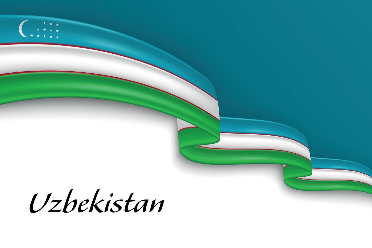 Waving ribbon with flag of Uzbekistan vector