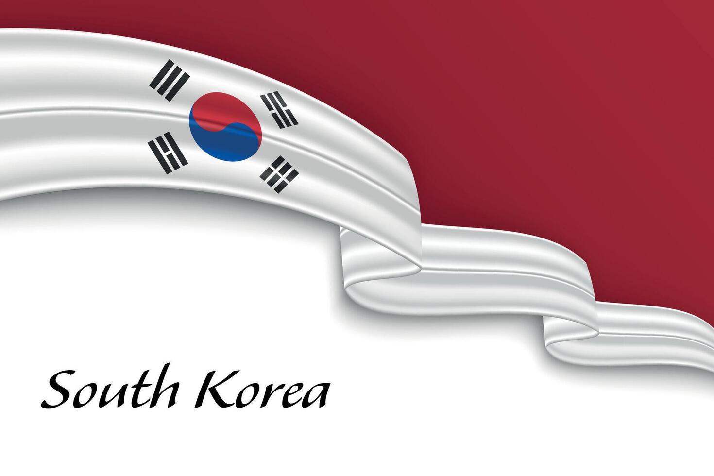Waving ribbon with flag of South Korea vector