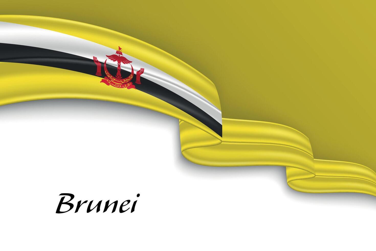 Waving ribbon with flag of Brunei vector