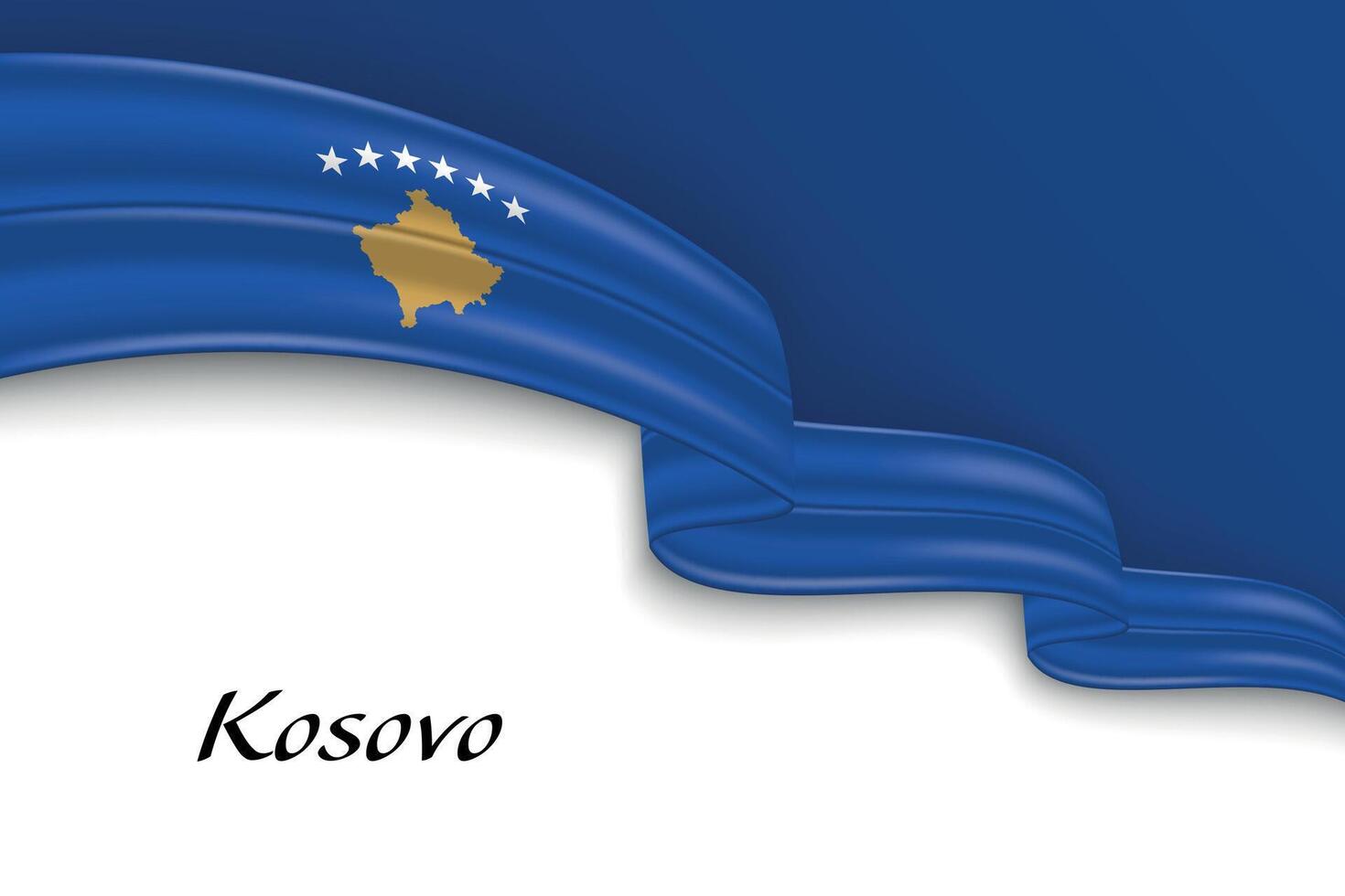 Waving ribbon with flag of Kosovo vector