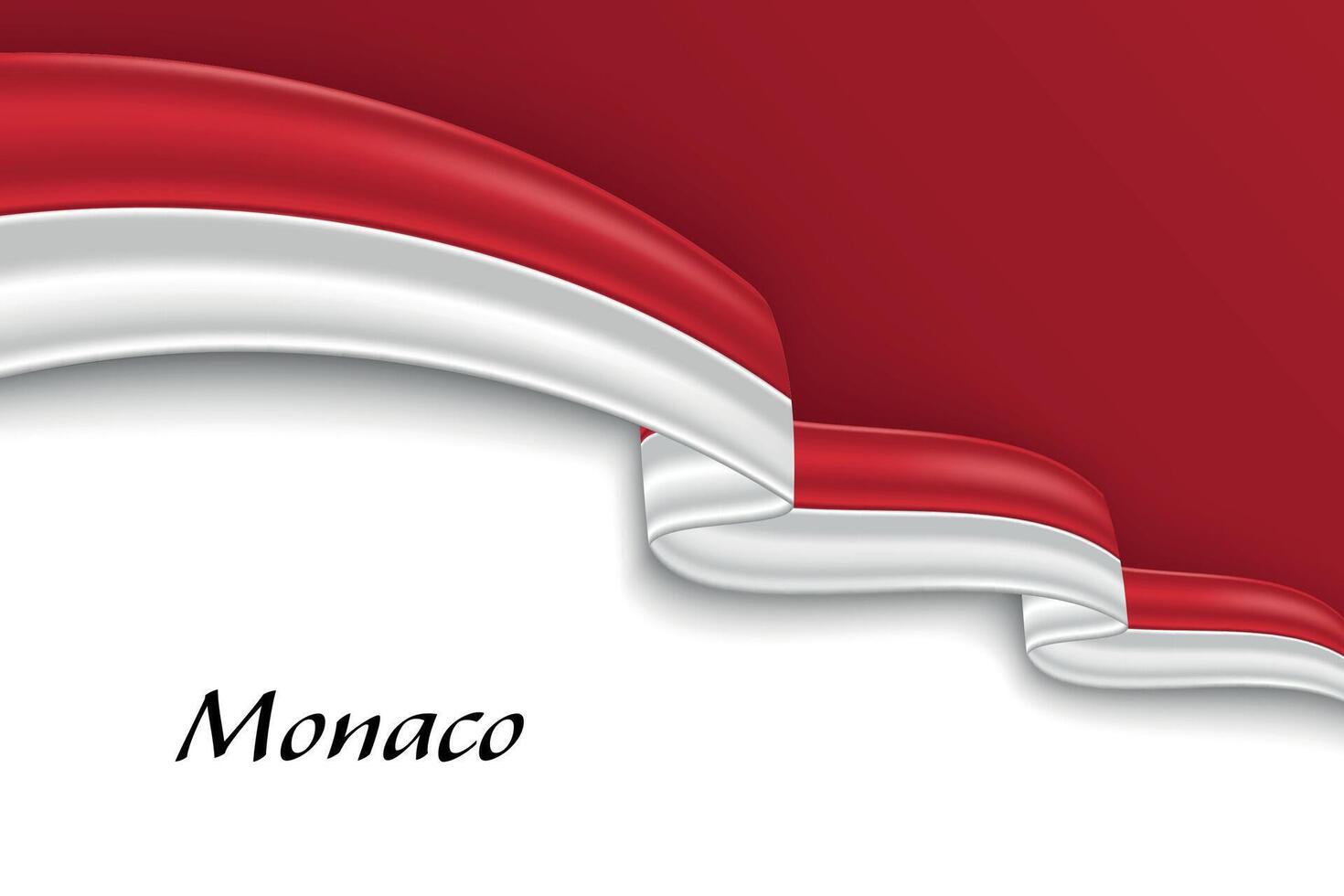Waving ribbon with flag of Monaco vector