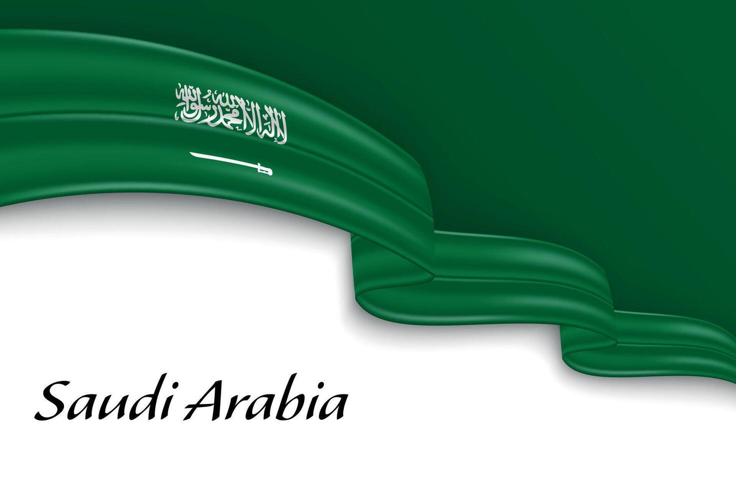 Waving ribbon with flag of Saudi Arabia vector
