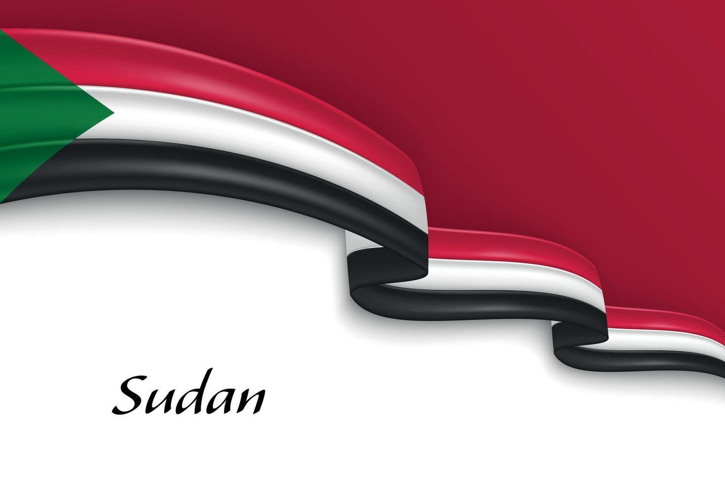 Waving ribbon with flag of Sudan vector