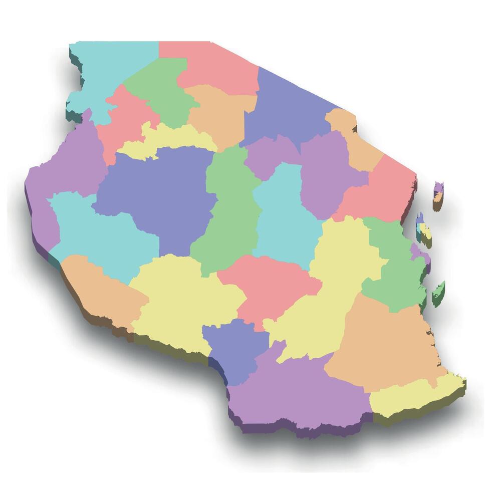 3d isometric colored map of Tanzania vector
