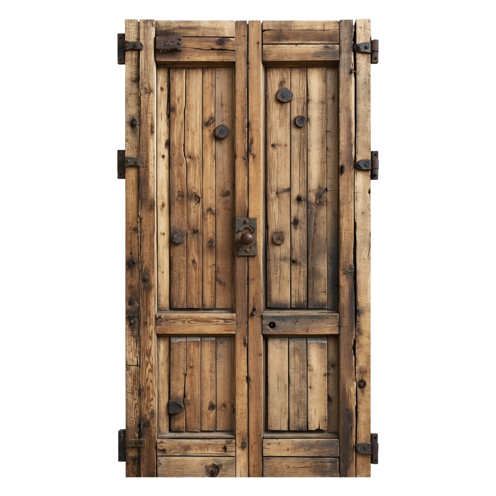 Charming Wooden Close Door Isolated on a Transparent Background - Perfect for Rustic and Vintage-Themed Product Banners, Posts, and Covers png