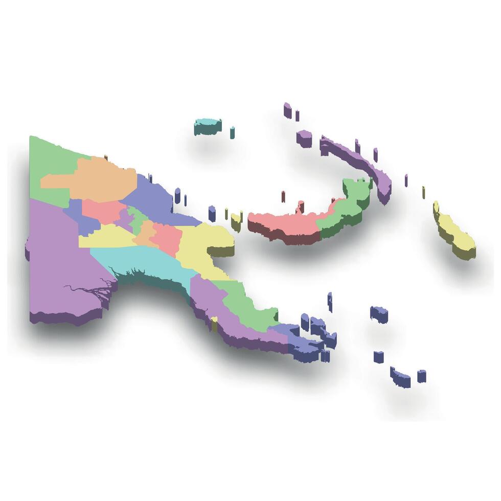 3d isometric colored map of Papua New Guinea vector