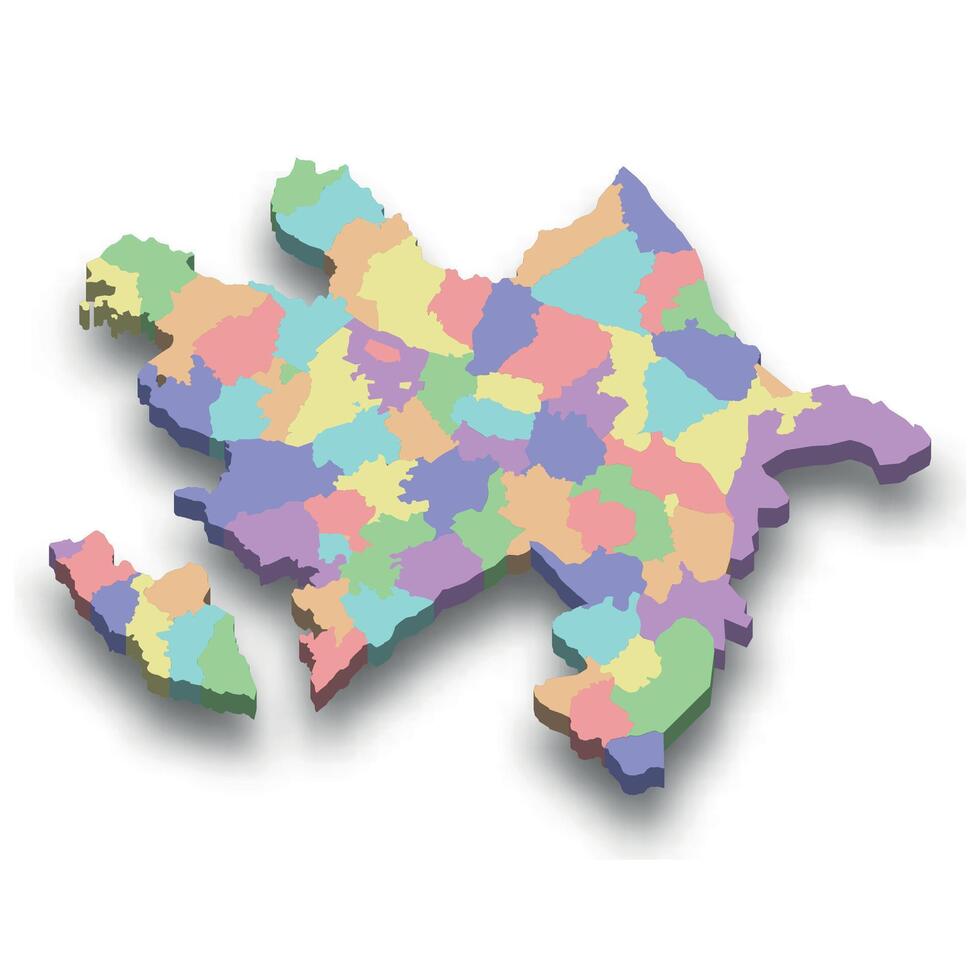 3d isometric colored map of Azerbaijan vector