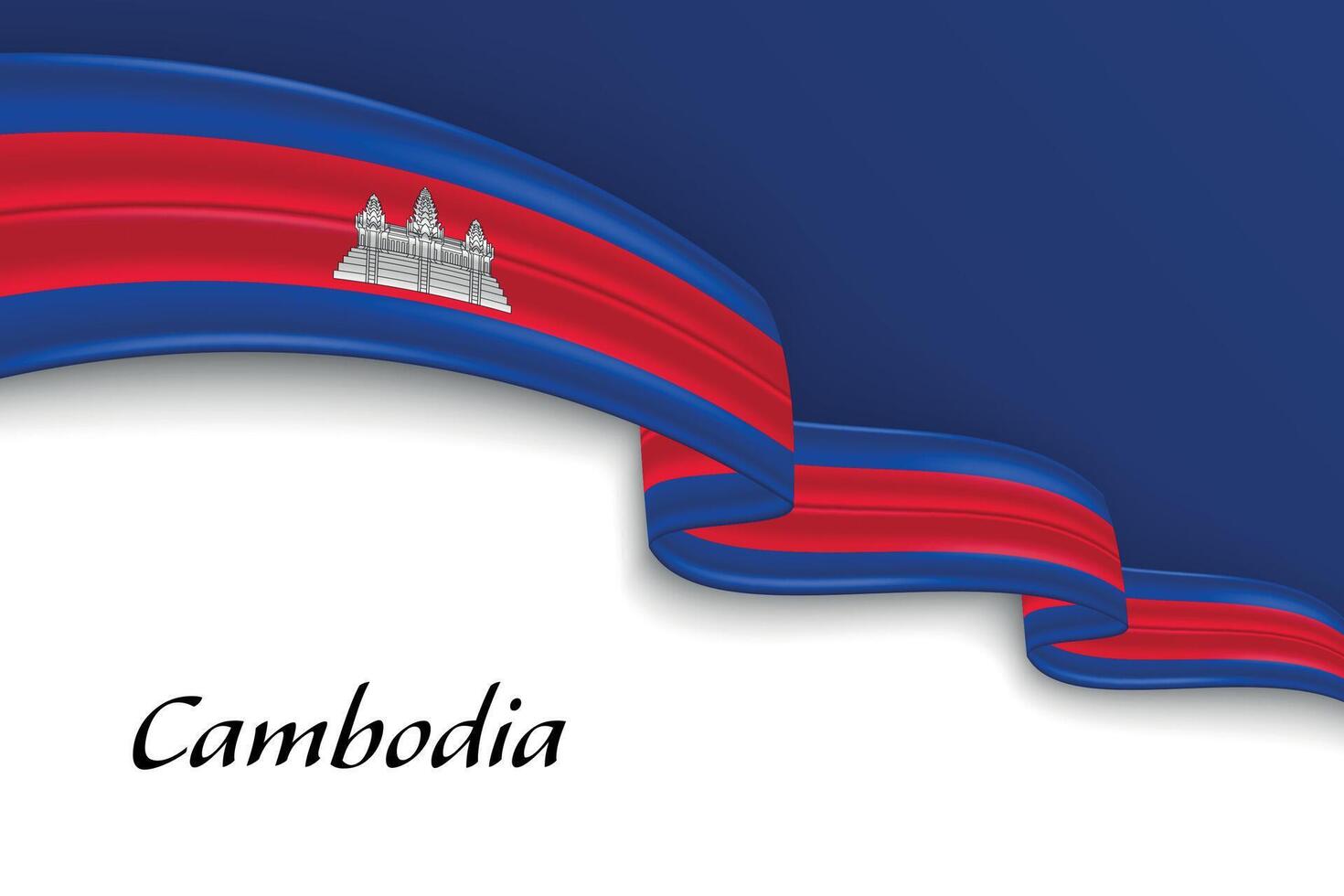 Waving ribbon with flag of Cambodia vector