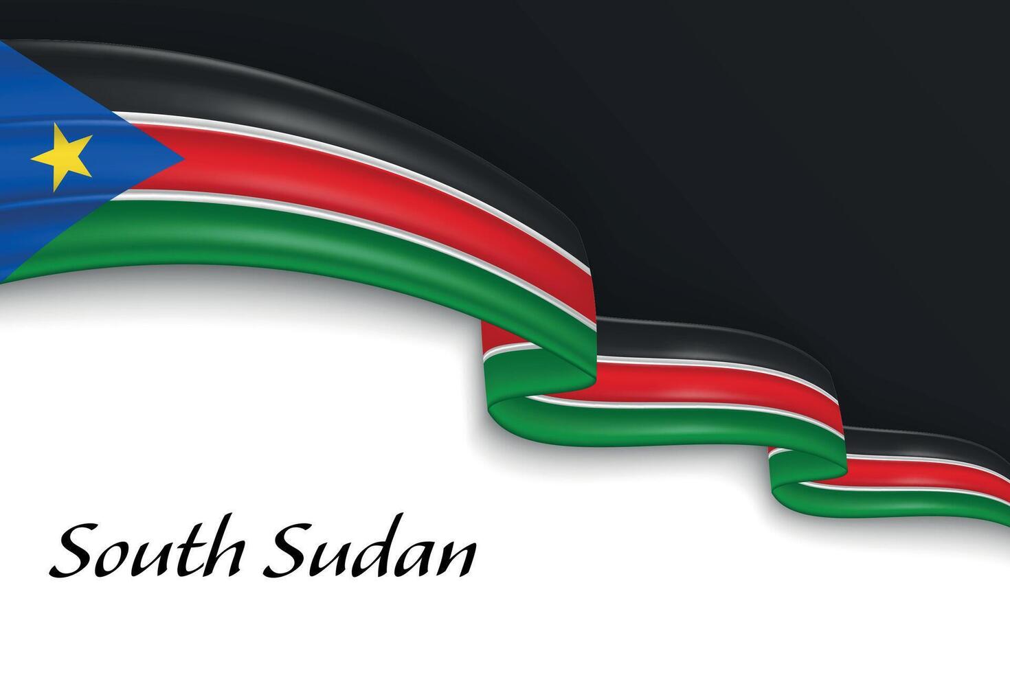 Waving ribbon with flag of South Sudan vector