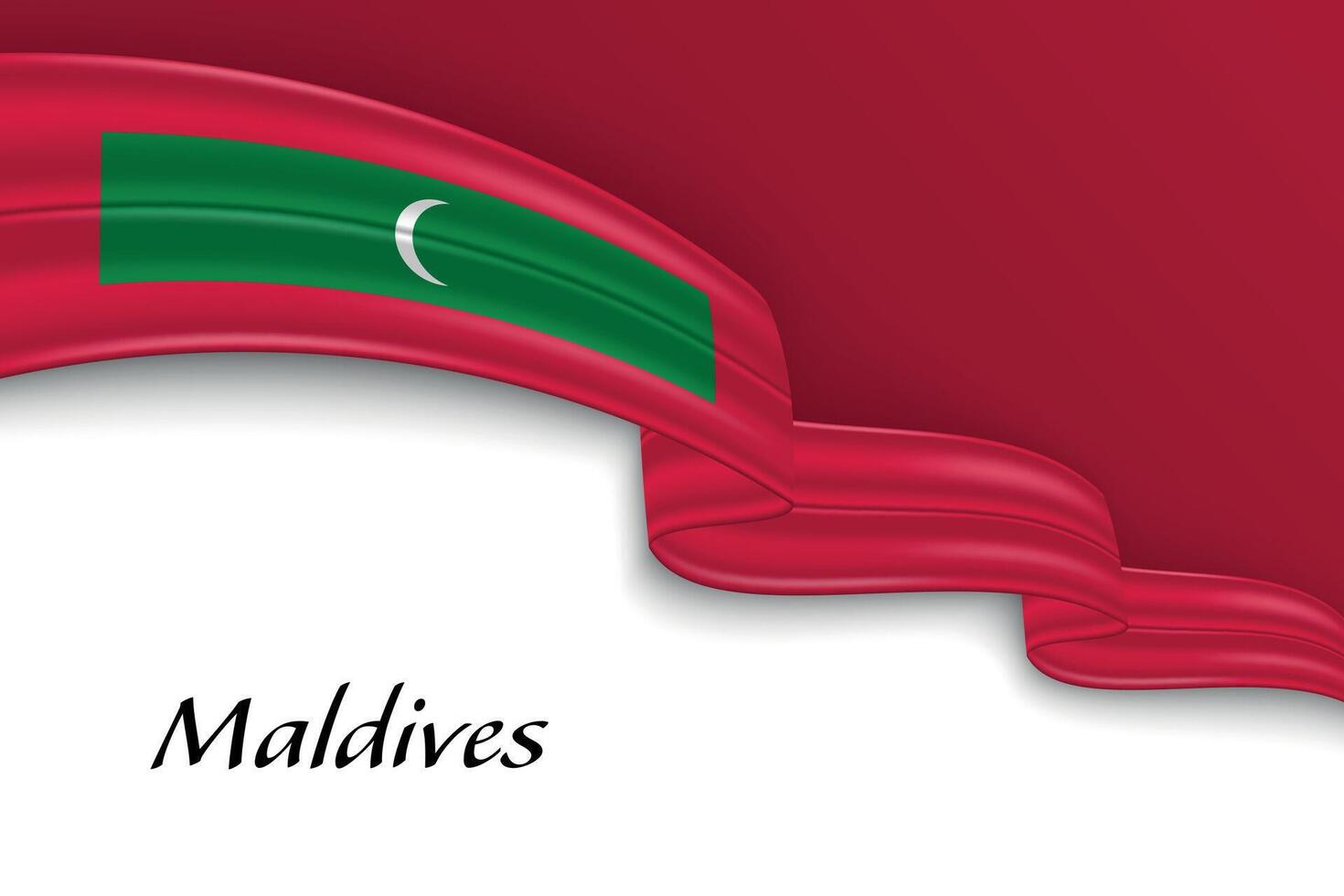 Waving ribbon with flag of Maldives vector