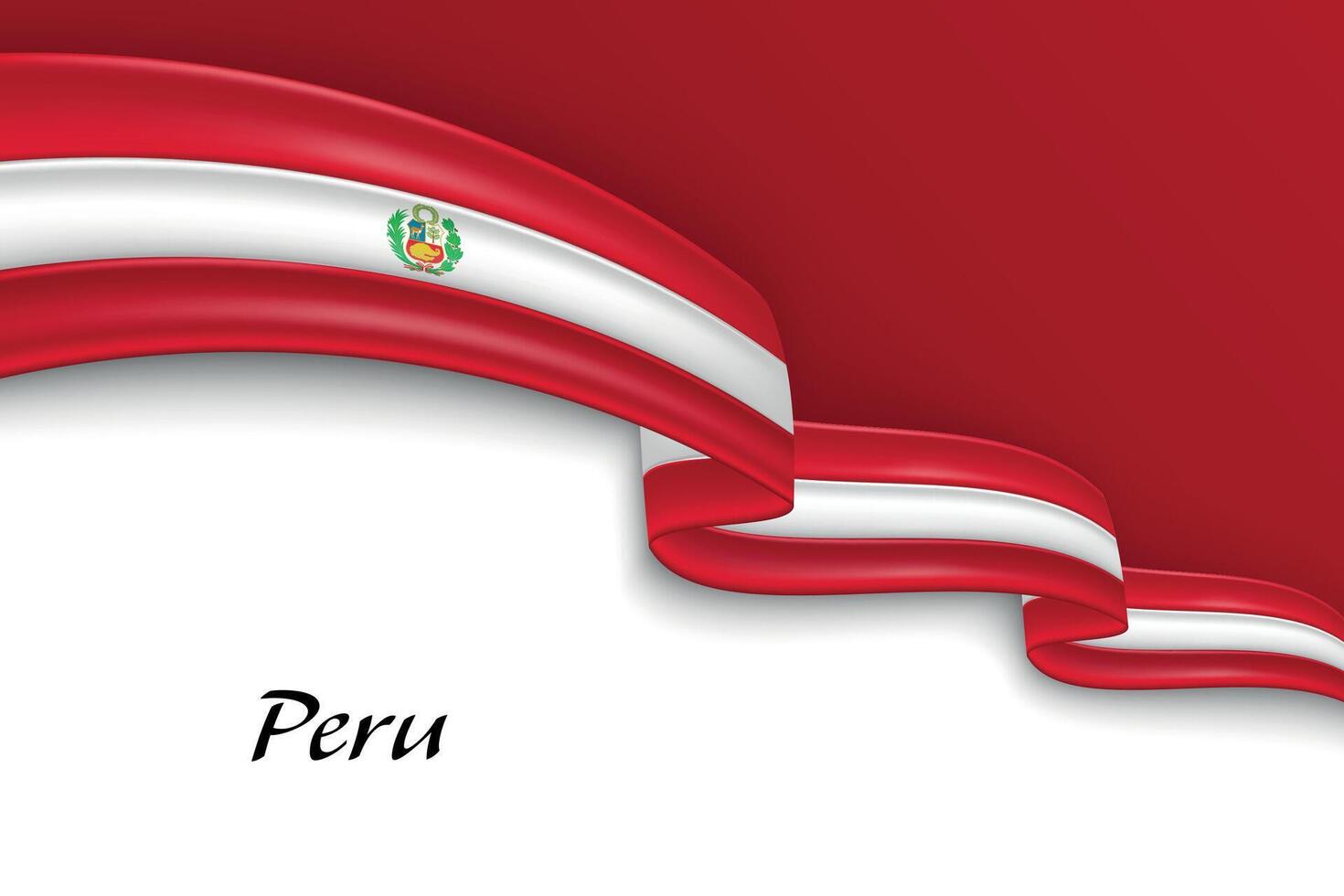 Waving ribbon with flag of Peru vector