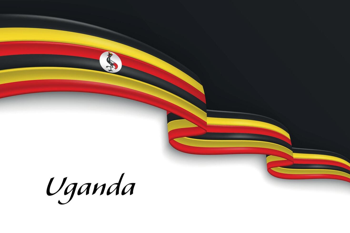 Waving ribbon with flag of Uganda vector