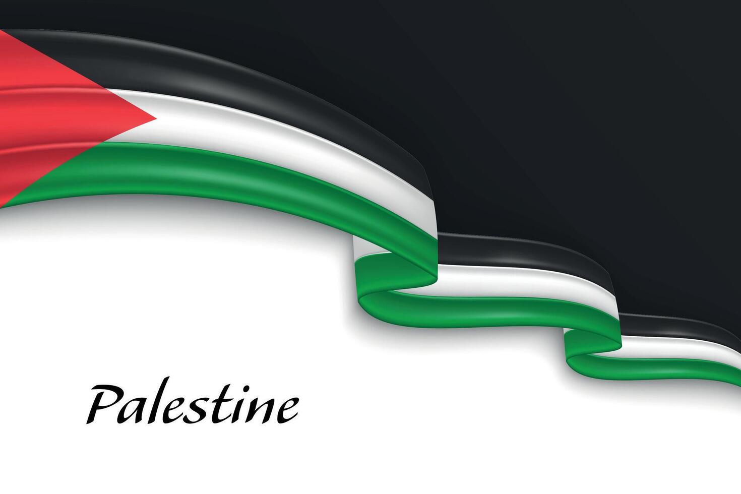 Waving ribbon with flag of Palestine vector