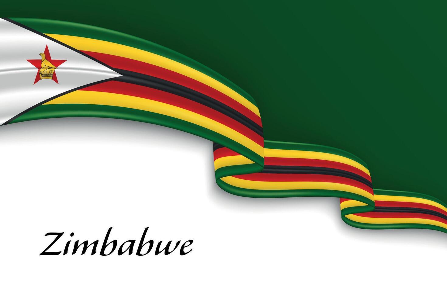 Waving ribbon with flag of Zimbabwe vector