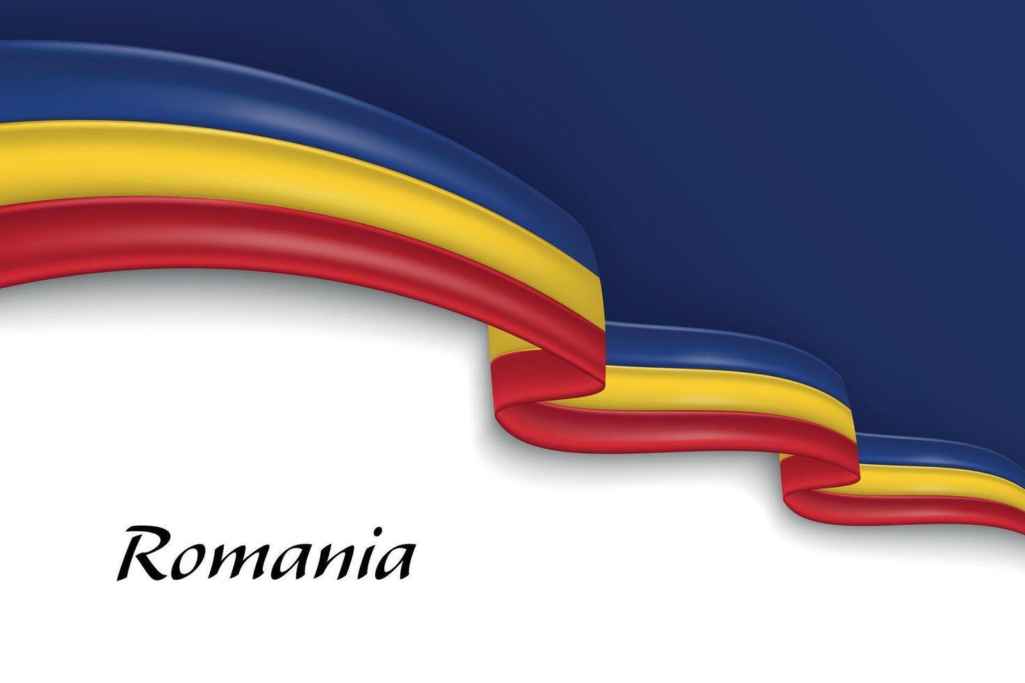 Waving ribbon with flag of Romania vector