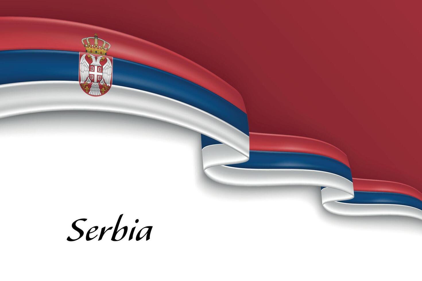 Waving ribbon with flag of Serbia vector
