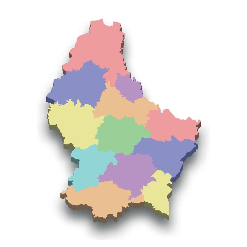 3d isometric colored map of Luxembourg vector