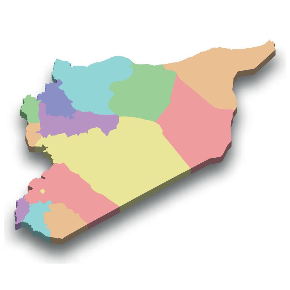 3d isometric colored map of Syria vector