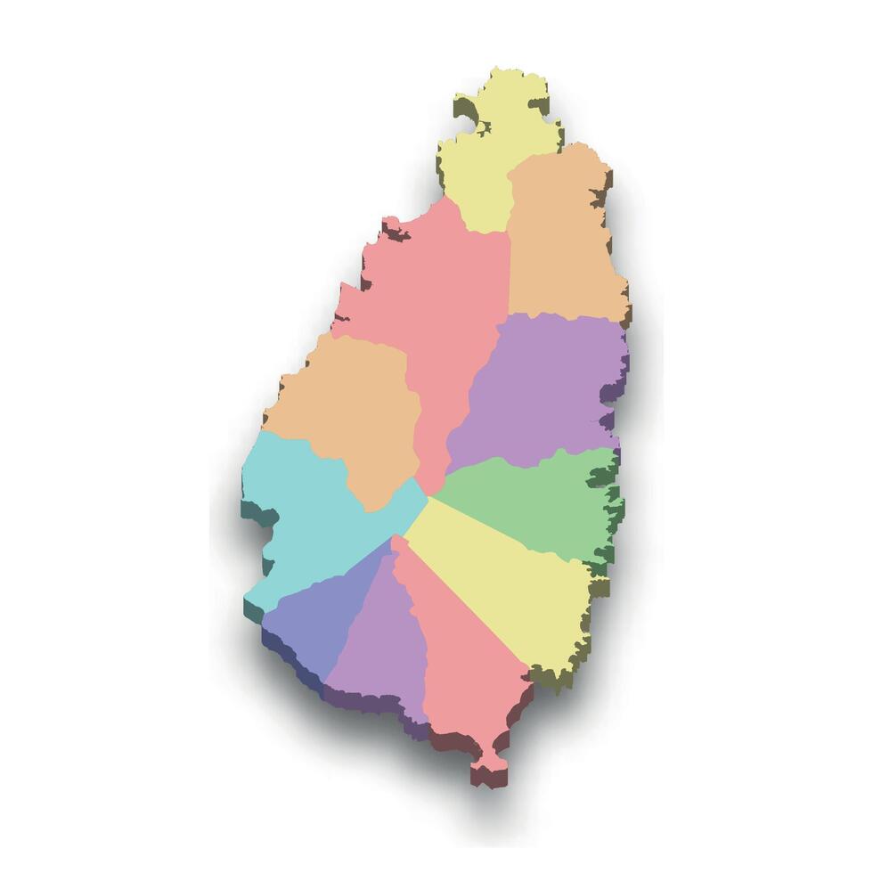 3d isometric colored map of Saint Lucia vector