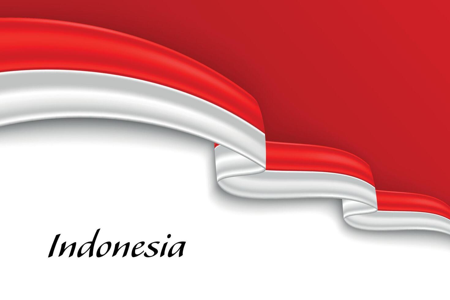 Waving ribbon with flag of Indonesia vector