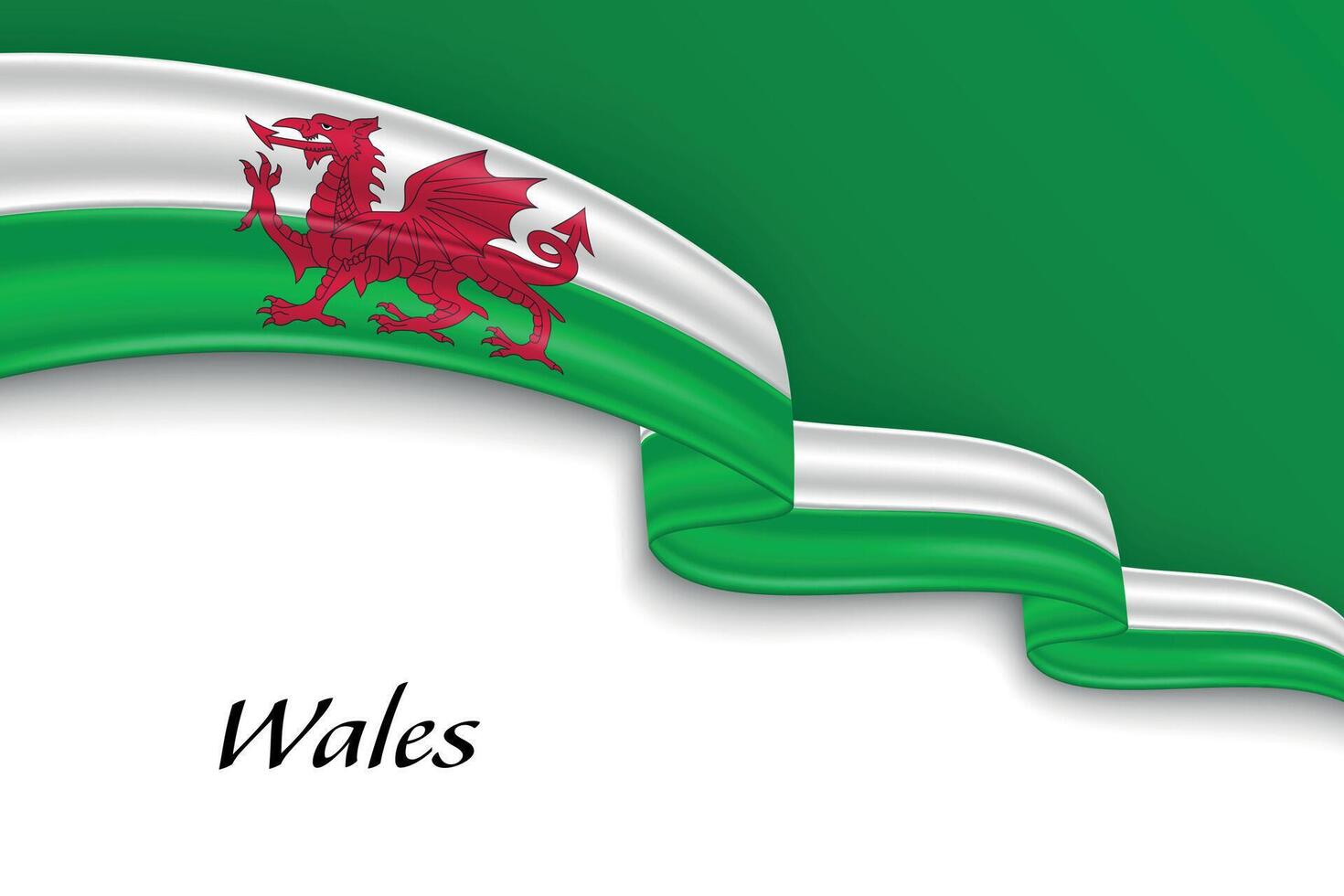 Waving ribbon with flag of Wales vector
