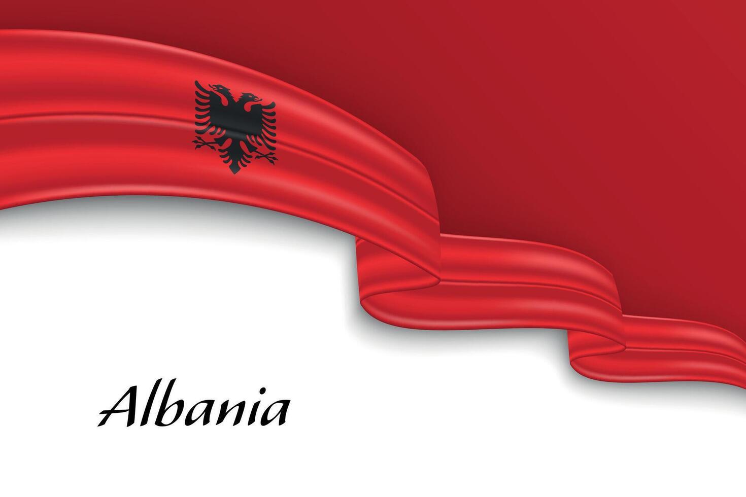 Waving ribbon with flag of Albania vector
