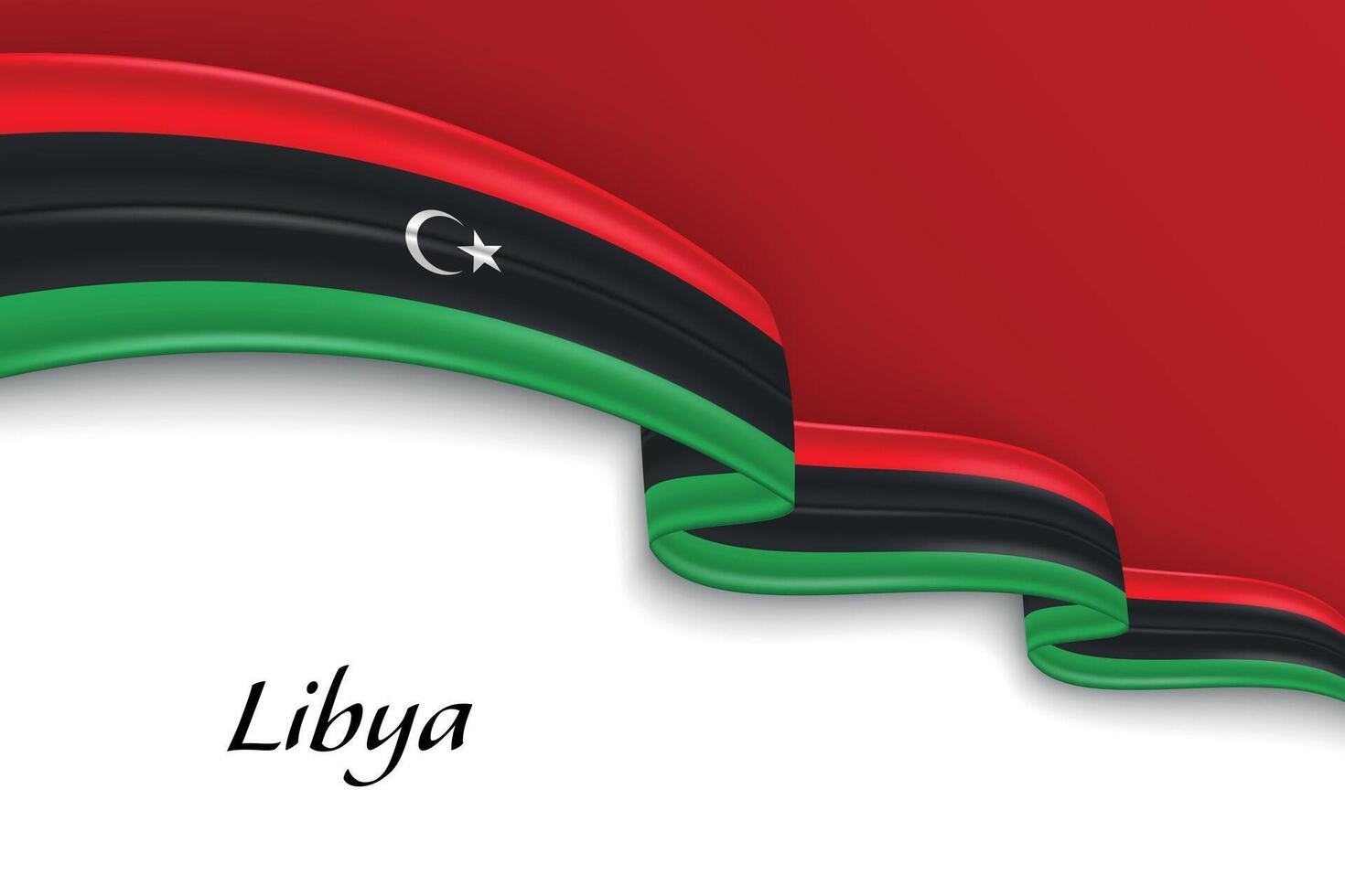 Waving ribbon with flag of Libya vector