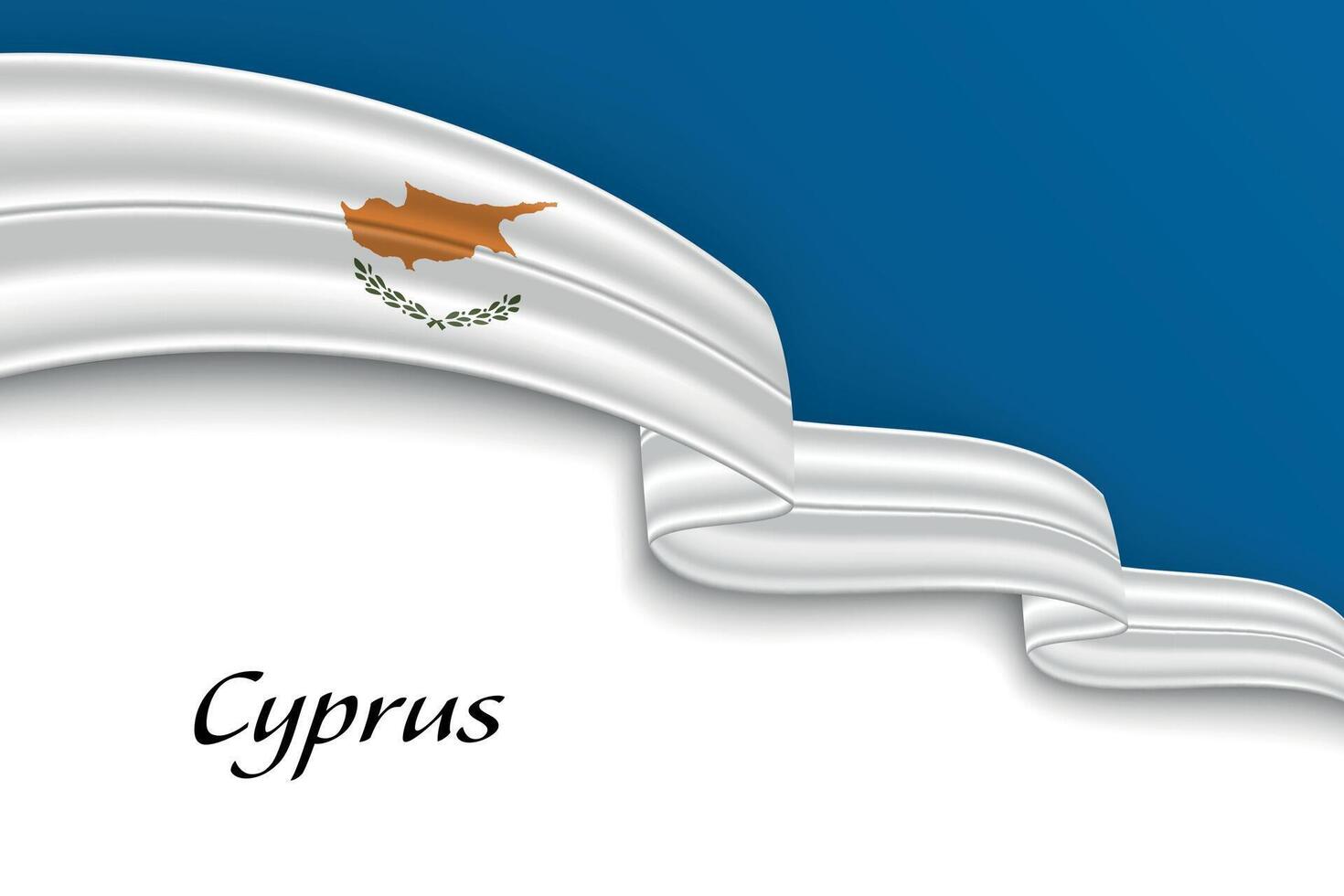 Waving ribbon with flag of Cyprus vector