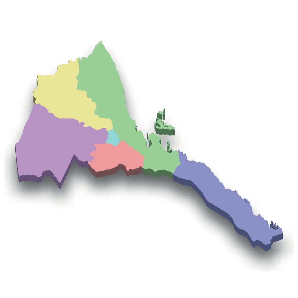 3d isometric colored map of Eritrea vector