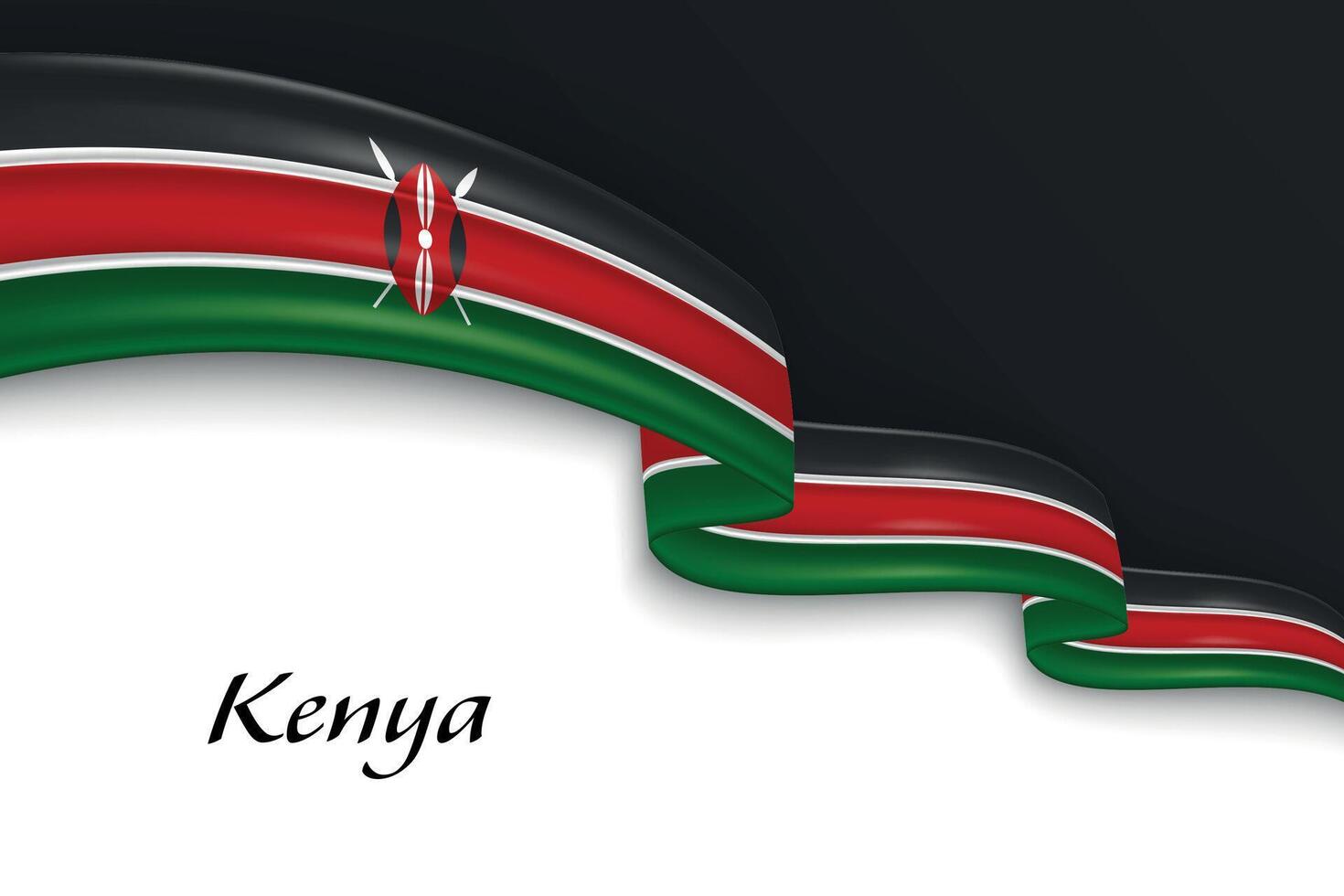 Waving ribbon with flag of Kenya vector