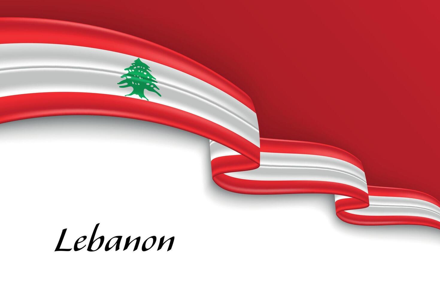 Waving ribbon with flag of Lebanon vector