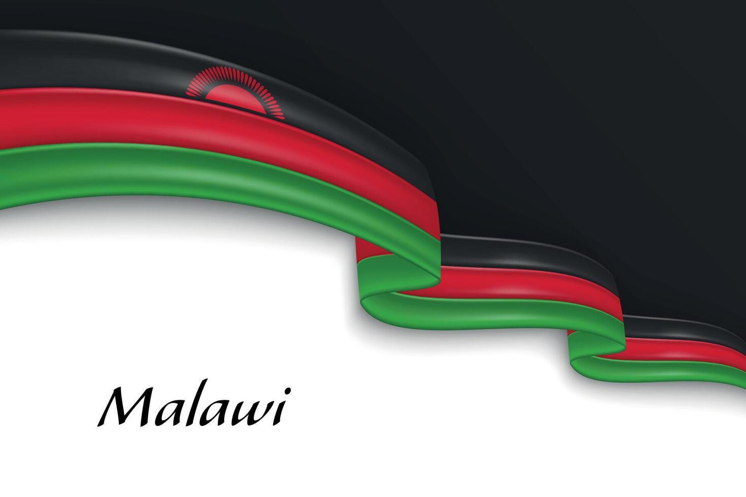 Waving ribbon with flag of Malawi vector