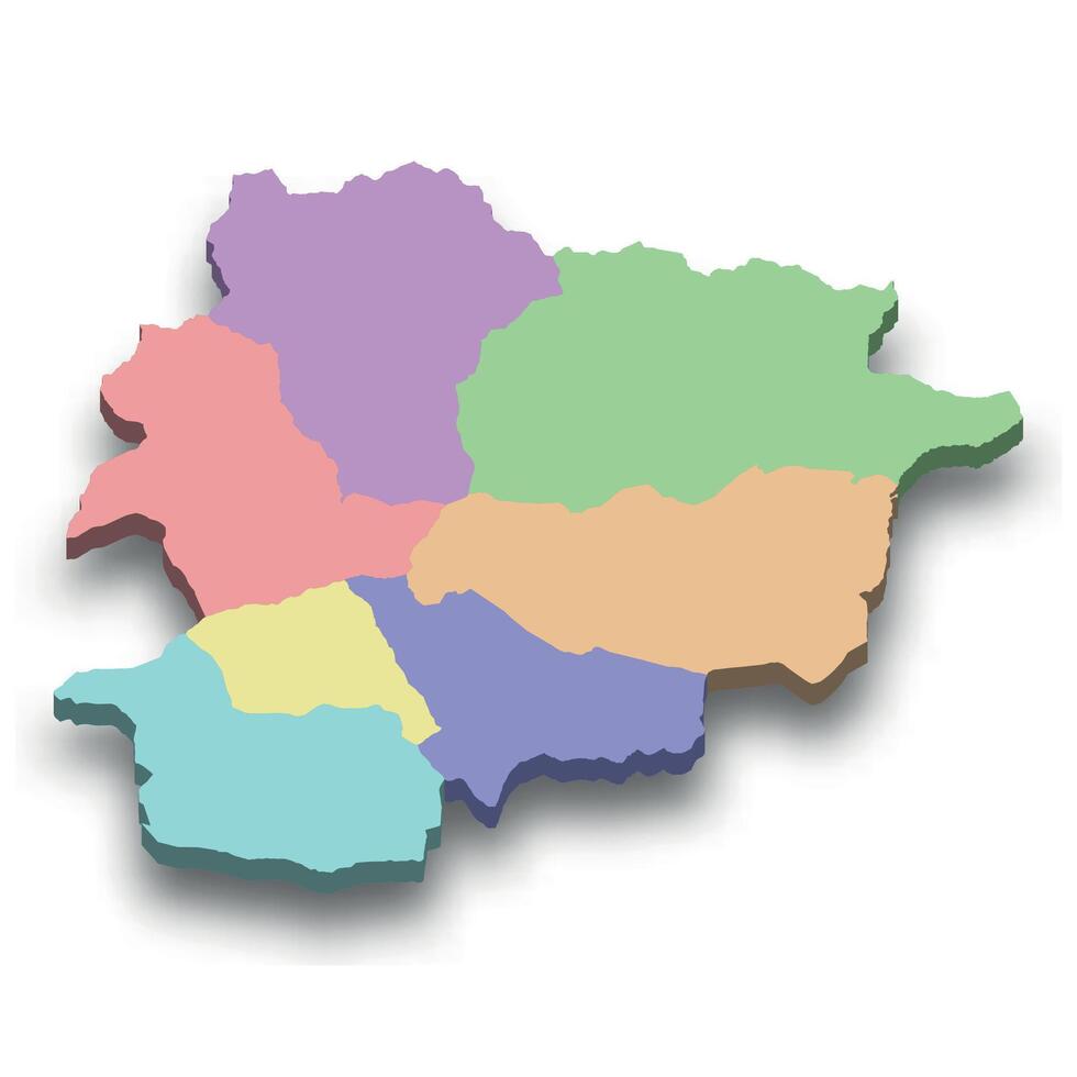 3d isometric colored map of Andorra vector