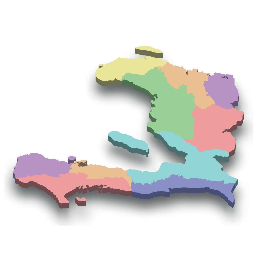 3d isometric colored map of Haiti vector