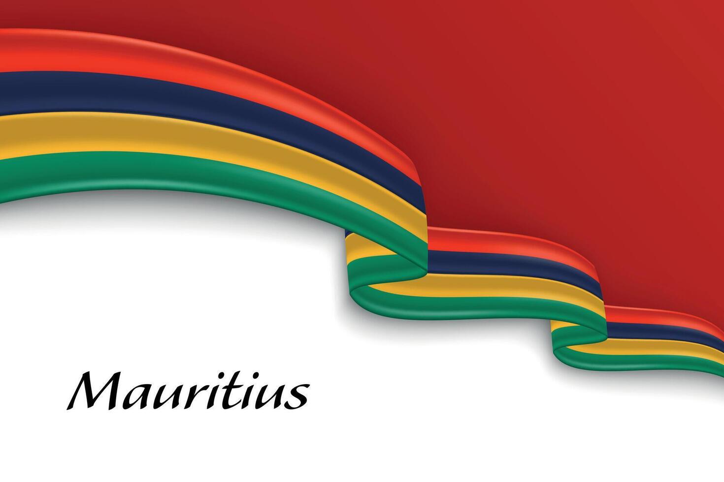 Waving ribbon with flag of Mauritius vector