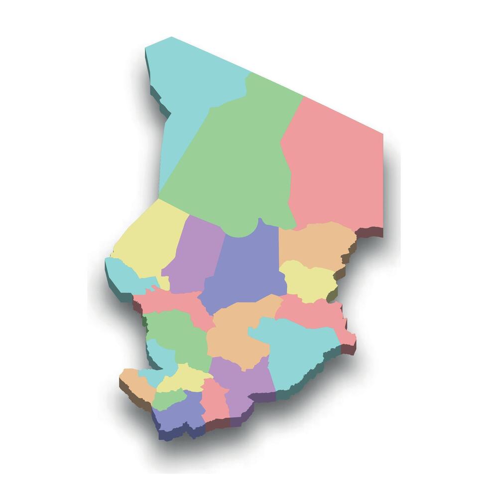 3d isometric colored map of Chad vector
