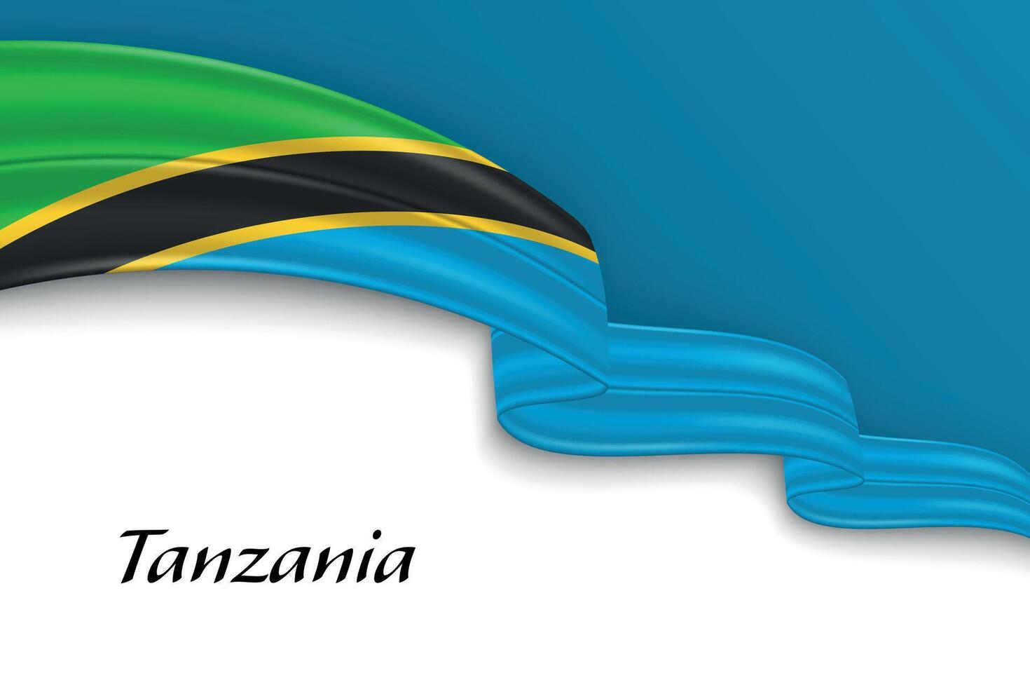 Waving ribbon with flag of Tanzania vector
